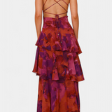 Valentina - Chiffonkleid mit V-Ausschnitt und Flatterärmeln