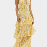 Valentina - Chiffonkleid mit V-Ausschnitt und Flatterärmeln