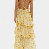 Valentina - Chiffonkleid mit V-Ausschnitt und Flatterärmeln