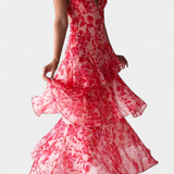 Valentina - Chiffonkleid mit V-Ausschnitt und Flatterärmeln