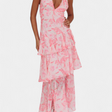 Valentina - Chiffonkleid mit V-Ausschnitt und Flatterärmeln