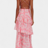 Valentina - Chiffonkleid mit V-Ausschnitt und Flatterärmeln