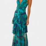 Valentina - Chiffonkleid mit V-Ausschnitt und Flatterärmeln