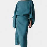 Filipa - Kimono-Kleid aus Leinen und Baumwolle mit Gürtel