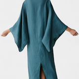 Filipa - Kimono-Kleid aus Leinen und Baumwolle mit Gürtel