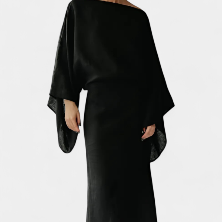 Filipa - Kimono-Kleid aus Leinen und Baumwolle mit Gürtel