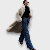 Liviane – Palton maxi din blană sintetică cu flair couture